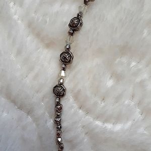 Lilla Rose Hairband Beaded Silver Rose Clear Beads Adjustable Comfort Band